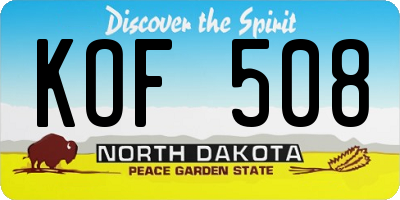 ND license plate KOF508
