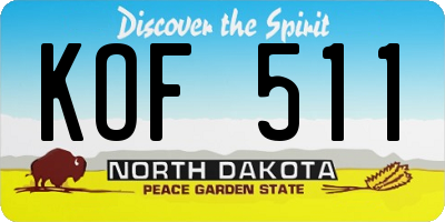 ND license plate KOF511