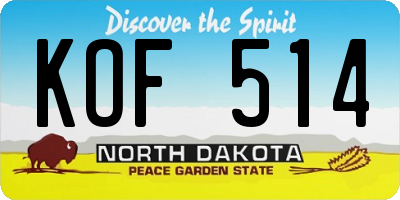 ND license plate KOF514