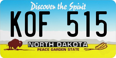 ND license plate KOF515