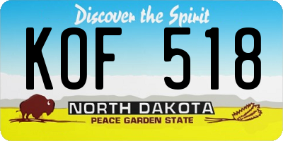 ND license plate KOF518