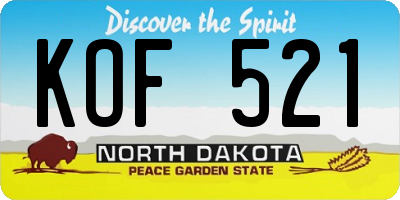 ND license plate KOF521