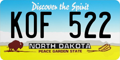 ND license plate KOF522