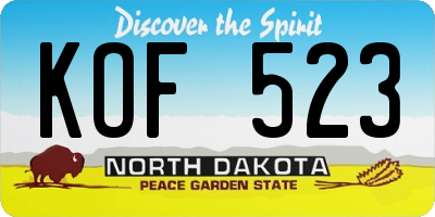 ND license plate KOF523