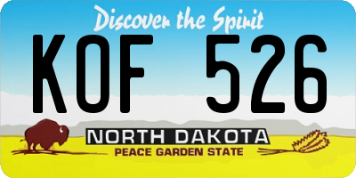 ND license plate KOF526