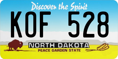 ND license plate KOF528