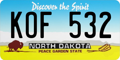 ND license plate KOF532