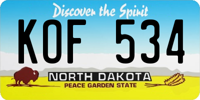 ND license plate KOF534