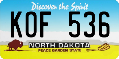 ND license plate KOF536
