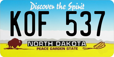 ND license plate KOF537