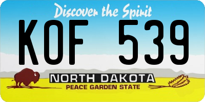 ND license plate KOF539