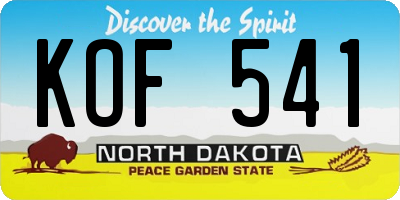 ND license plate KOF541