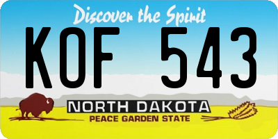 ND license plate KOF543