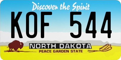 ND license plate KOF544