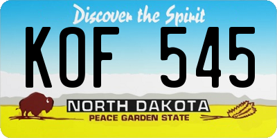 ND license plate KOF545