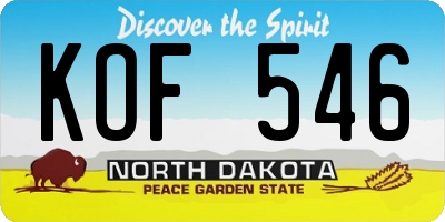 ND license plate KOF546