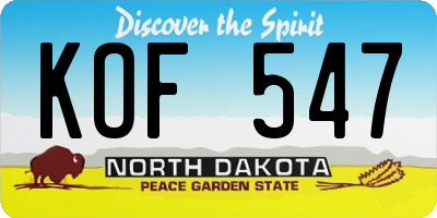 ND license plate KOF547