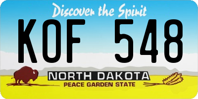 ND license plate KOF548