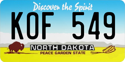 ND license plate KOF549