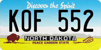 ND license plate KOF552