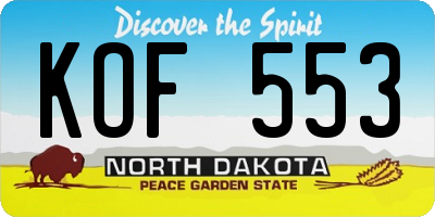 ND license plate KOF553