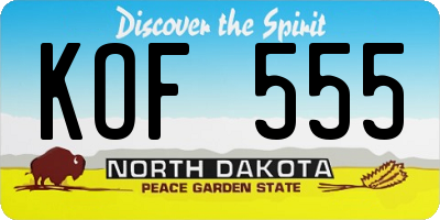 ND license plate KOF555