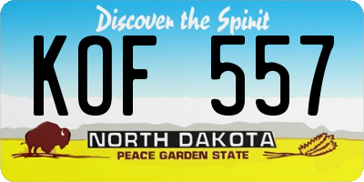 ND license plate KOF557