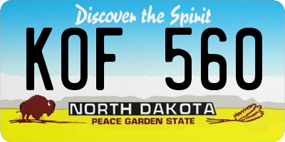 ND license plate KOF560