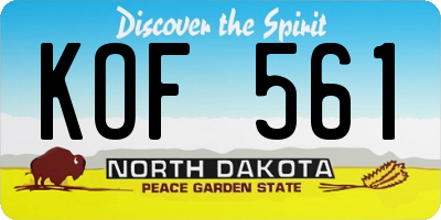 ND license plate KOF561