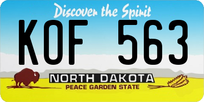 ND license plate KOF563
