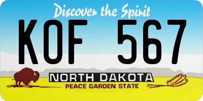 ND license plate KOF567
