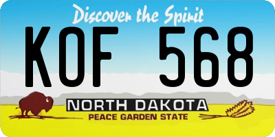 ND license plate KOF568