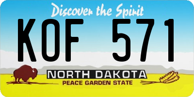 ND license plate KOF571
