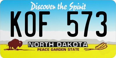 ND license plate KOF573