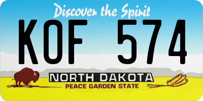 ND license plate KOF574