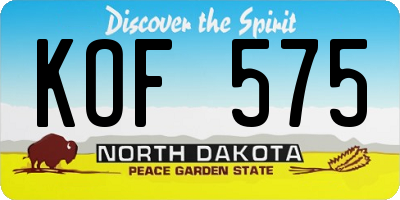 ND license plate KOF575