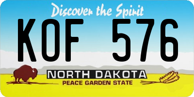ND license plate KOF576