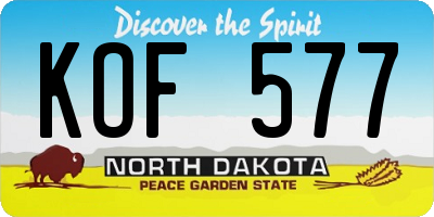 ND license plate KOF577