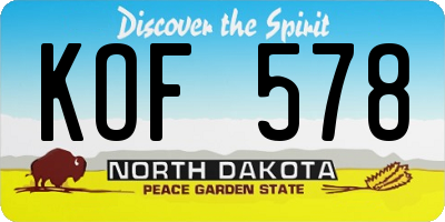 ND license plate KOF578