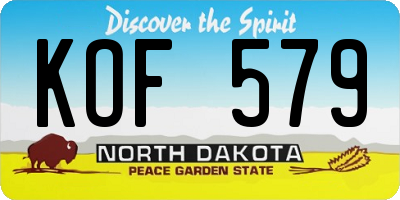 ND license plate KOF579