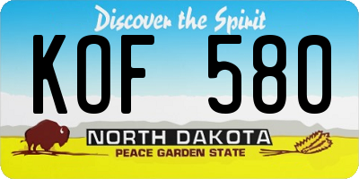 ND license plate KOF580