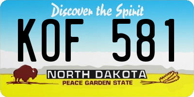 ND license plate KOF581