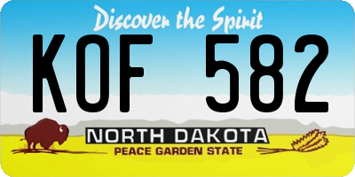 ND license plate KOF582