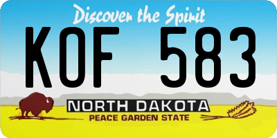 ND license plate KOF583