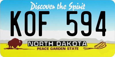 ND license plate KOF594