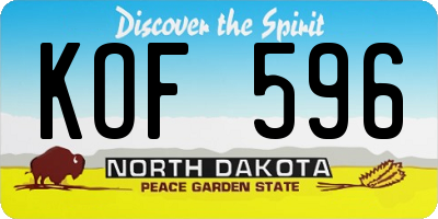 ND license plate KOF596
