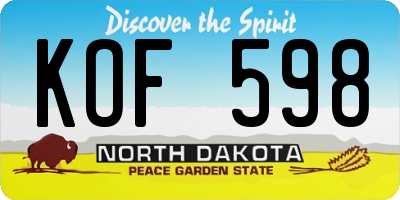 ND license plate KOF598