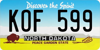 ND license plate KOF599