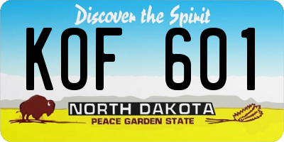 ND license plate KOF601