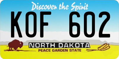 ND license plate KOF602